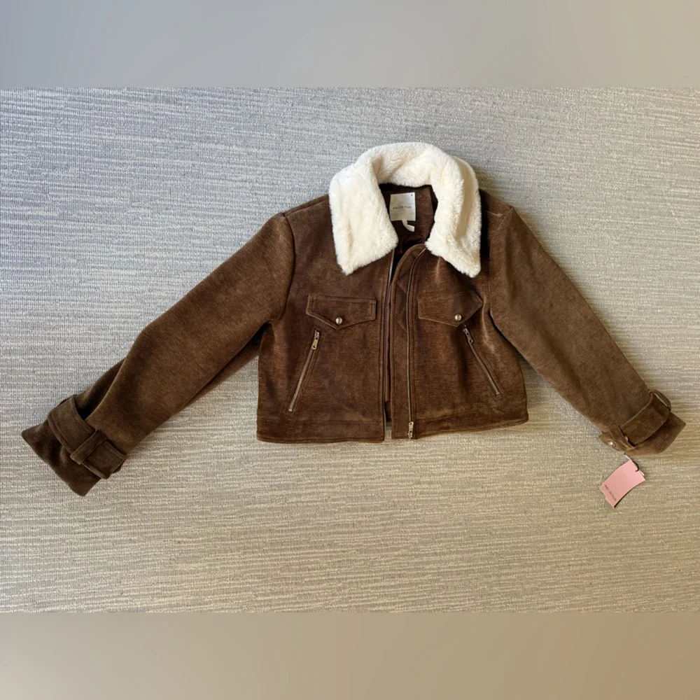 NWT Avec Les Filles Wide Sleeve Brown Corduroy Bomber Jacket  XL - Picture 2 of 5